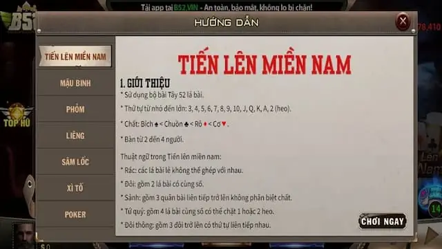 Những lợi ích khi chơi Tiến Lên Miền Nam B52club